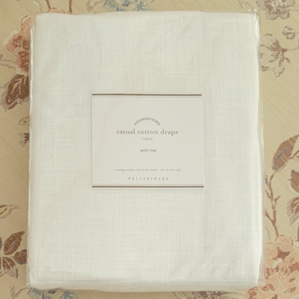 Pottery Barn Foundations Casual Cotton Drape Pole Top 50" x 84" Ivory NEW